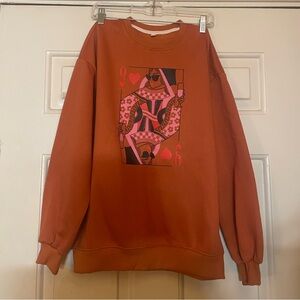 Queen of Hearts Graphic Print Women's Crew Neck Sweater